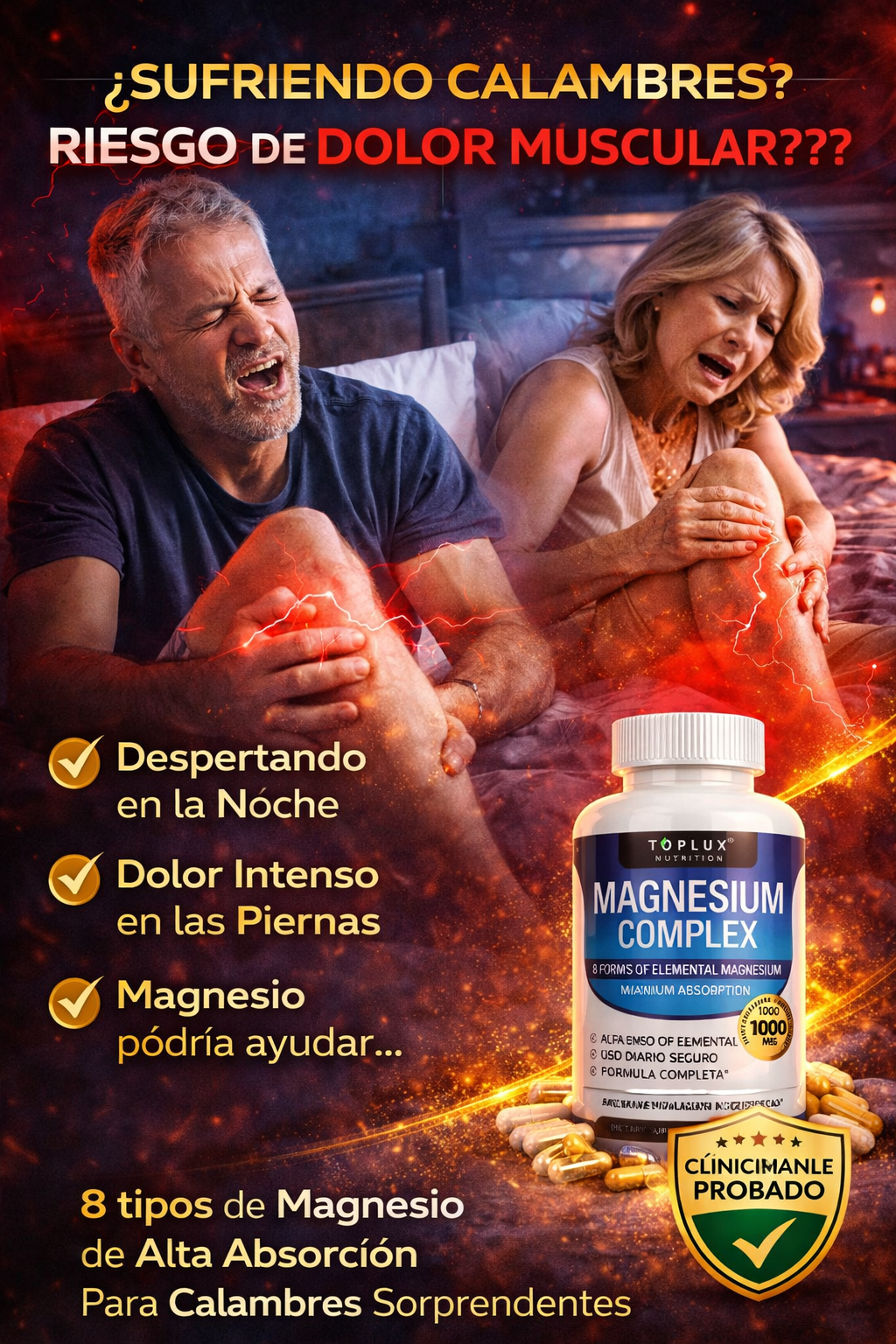 Magnesio Completo 1000mg  8 Tipos Alta Absorción  Más Energía, Mejor Sueño y Menos Calambres  90 Cápsulas