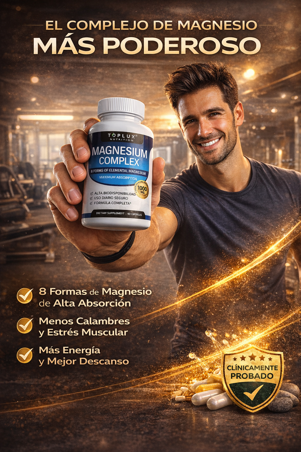 Magnesio Completo 1000mg  8 Tipos Alta Absorción  Más Energía, Mejor Sueño y Menos Calambres  90 Cápsulas